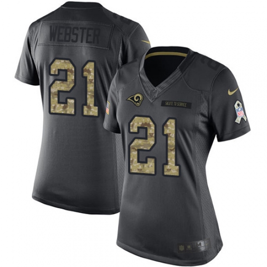 Women's Nike Los Angeles Rams 21 Kayvon Webster Limited Black 2016 Salute to Service NFL Jersey