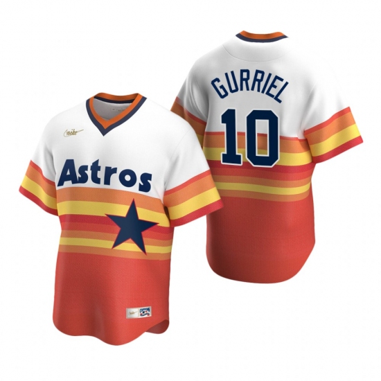 Men's Nike Houston Astros 10 Yuli Gurriel White Orange Cooperstown Collection Home Stitched Baseball Jersey