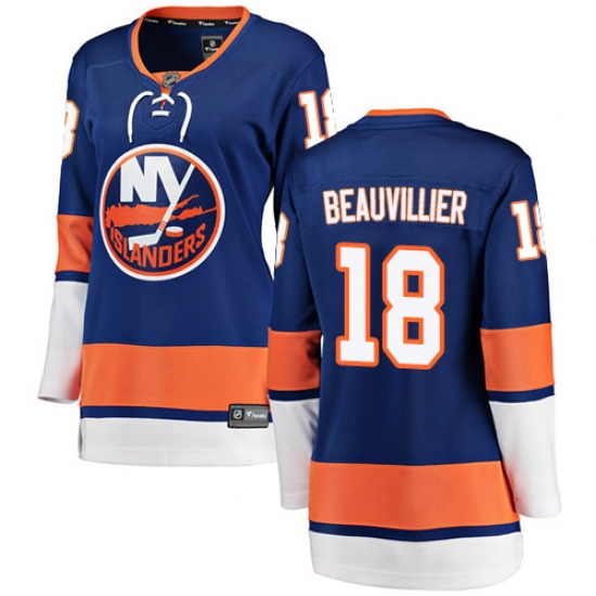 Women's New York Islanders 18 Anthony Beauvillier Fanatics Branded Royal Blue Home Breakaway NHL Jersey