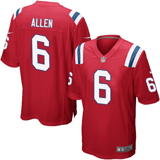 Men's Nike New England Patriots 6 Ryan Allen Game Red Alternate NFL Jersey