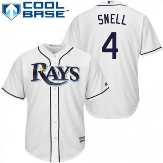 Youth Majestic Tampa Bay Rays 4 Blake Snell Authentic White Home Cool Base MLB Jersey