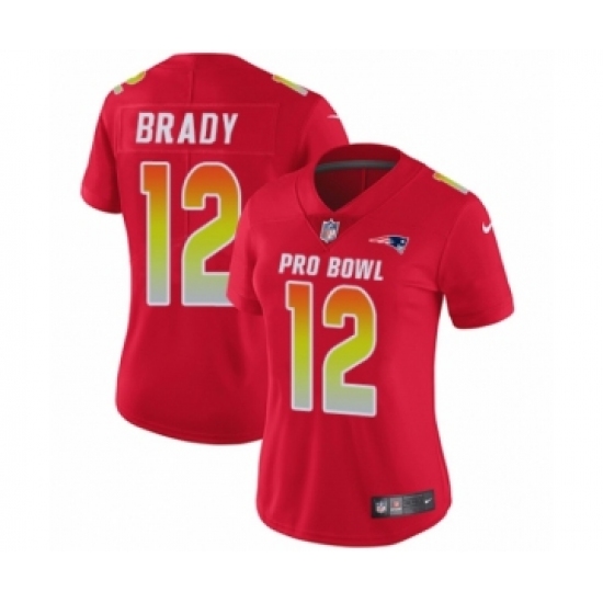 Women's Nike New England Patriots 12 Tom Brady Limited Red AFC 2019 Pro Bowl NFL Jersey