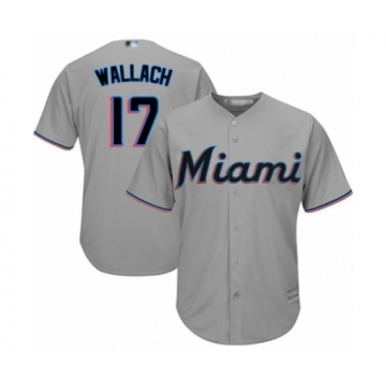 Youth Miami Marlins 17 Chad Wallach Authentic Grey Road Cool Base Baseball Player Jersey