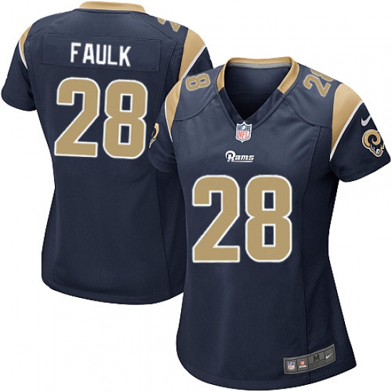 Women's Nike Los Angeles Rams 28 Marshall Faulk Game Navy Blue Team Color NFL Jersey