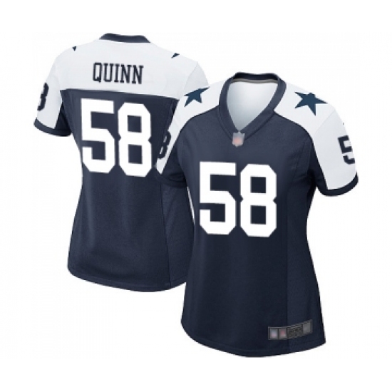 Women's Dallas Cowboys 58 Robert Quinn Game Navy Blue Throwback Alternate Football Jersey