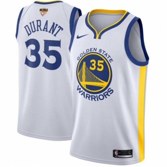 Youth Nike Golden State Warriors 35 Kevin Durant Authentic White Home 2018 NBA Finals Bound NBA Jersey - Association Edition
