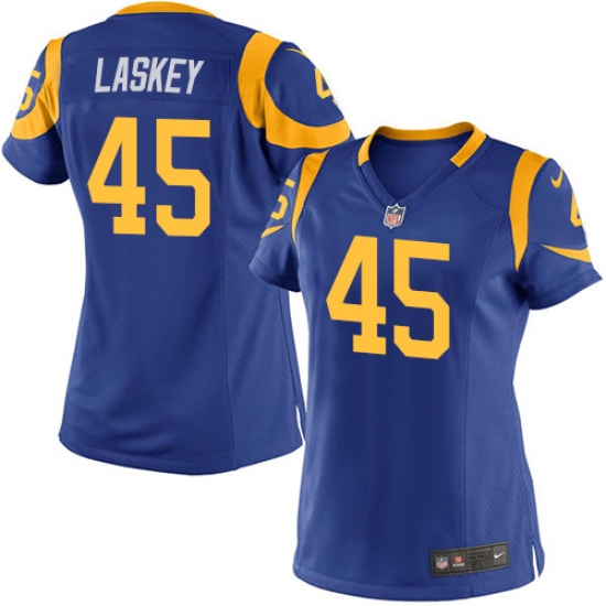 Women's Nike Los Angeles Rams 45 Zach Laskey Game Royal Blue Alternate NFL Jersey