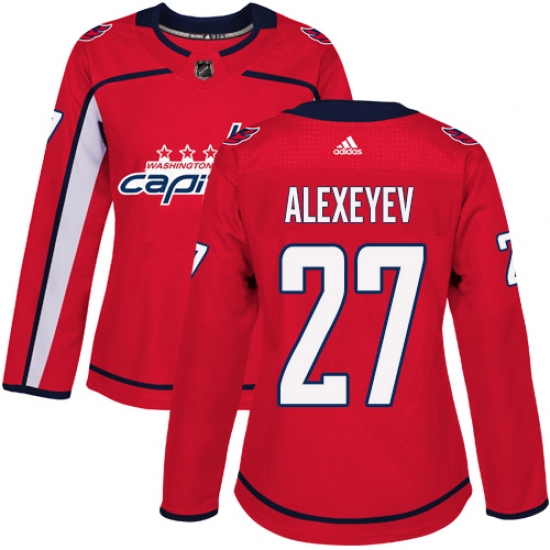 Women's Adidas Washington Capitals 27 Alexander Alexeyev Authentic Red Home NHL Jersey