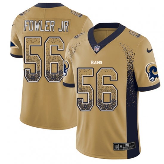 Men's Nike Los Angeles Rams 56 Dante Fowler Jr Limited Gold Rush Drift Fashion NFL Jersey