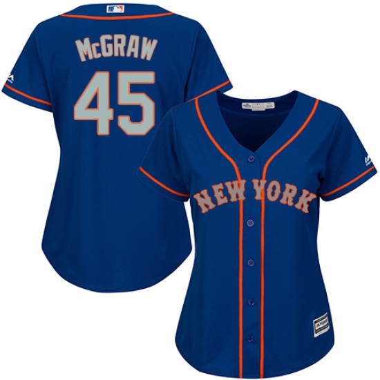 Women's Majestic New York Mets 45 Tug McGraw Authentic Royal Blue Alternate Road Cool Base MLB Jersey