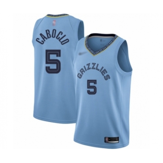 Men's Memphis Grizzlies 5 Bruno Caboclo Authentic Blue Finished Basketball Jersey Statement Edition
