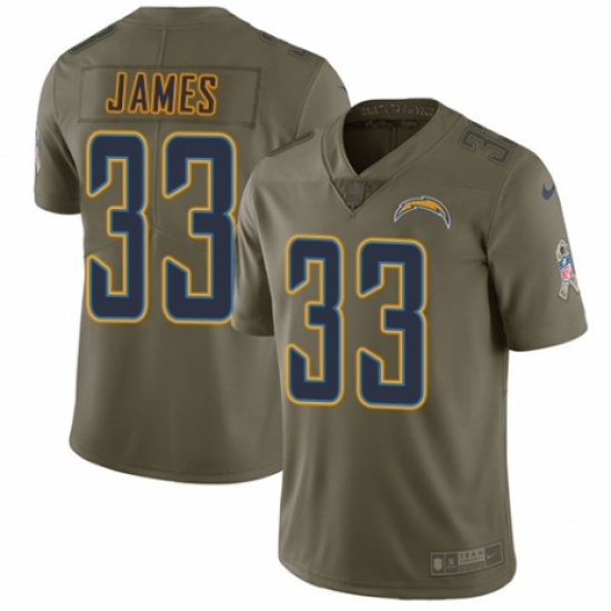 Men's Nike Los Angeles Chargers 33 Derwin James Limited Olive 2017 Salute to Service NFL Jersey