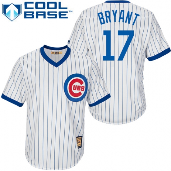 Men's Majestic Chicago Cubs 17 Kris Bryant Authentic White Home Cooperstown MLB Jersey