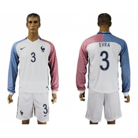 France 3 Evra Away Long Sleeves Soccer Country Jersey