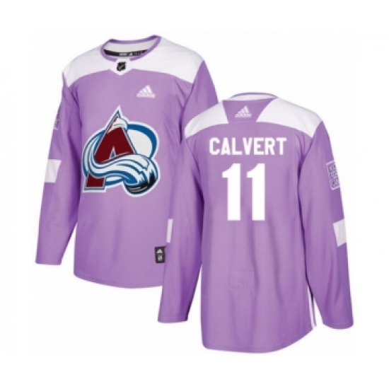 Men's Adidas Colorado Avalanche 11 Matt Calvert Authentic Purple Fights Cancer Practice NHL Jersey