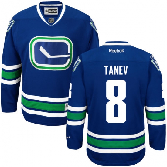 Women's Reebok Vancouver Canucks 8 Christopher Tanev Premier Royal Blue Third NHL Jersey