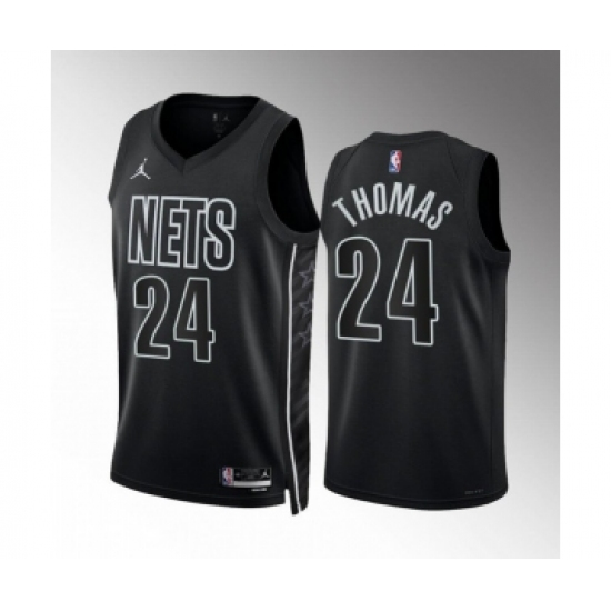 Men's Brooklyn Nets 24 Cam Thomas 2022-23 Black Statement Edition Stitched Basketball Jersey