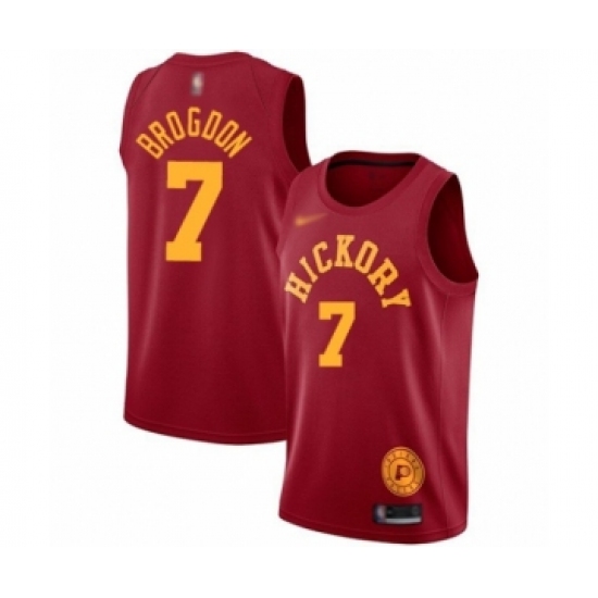 Men's Indiana Pacers 7 Malcolm Brogdon Authentic Red Hardwood Classics Basketball Jersey