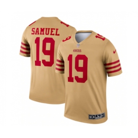 Men's San Francisco 49ers 19 Deebo Samuel 2022 New Gold Inverted Legend Stitched Football Jersey