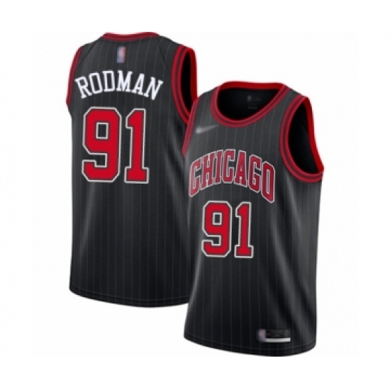 Women's Chicago Bulls 91 Dennis Rodman Swingman Black Finished Basketball Jersey - Statement Edition