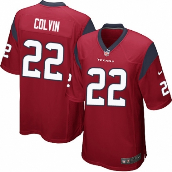 Men's Nike Houston Texans 22 Aaron Colvin Game Red Alternate NFL Jersey