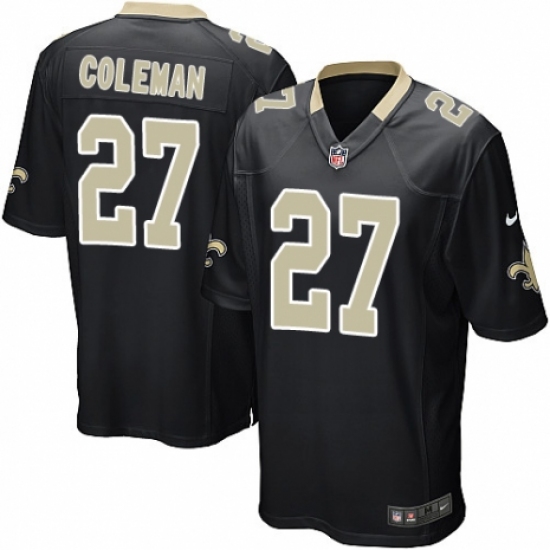 Men's Nike New Orleans Saints 27 Kurt Coleman Game Black Team Color NFL Jersey
