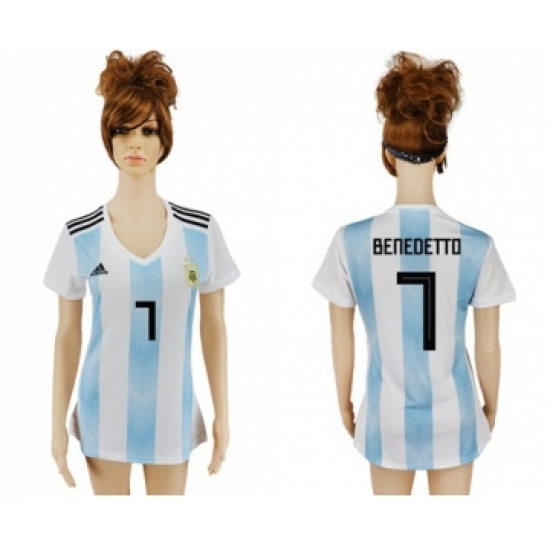 Women's Argentina 7 Benedetto Home Soccer Country Jersey