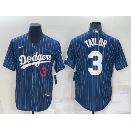 Men's Los Angeles Dodgers 3 Chris Taylor Navy Cool Base Stitched Baseball Jersey