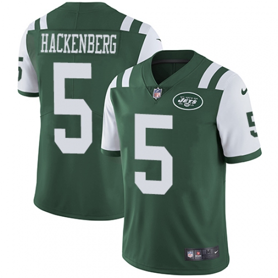 Men's Nike New York Jets 5 Christian Hackenberg Green Team Color Vapor Untouchable Limited Player NFL Jersey