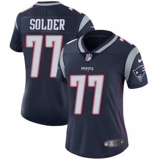 Women's Nike New England Patriots 77 Nate Solder Navy Blue Team Color Vapor Untouchable Limited Player NFL Jersey