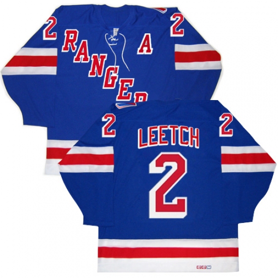 Men's CCM New York Rangers 2 Brian Leetch Premier Royal Blue New TThrowback NHL Jersey