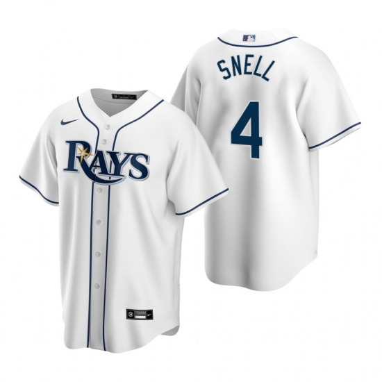 Men's Nike Tampa Bay Rays 4 Blake Snell White Home Stitched Baseball Jersey