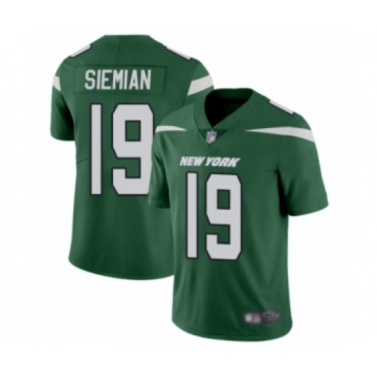 Men's New York Jets 19 Trevor Siemian Green Team Color Vapor Untouchable Limited Player Football Jersey