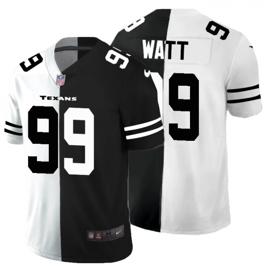 Men's Houston Texans 99 J.J. Watt Black White Limited Split Fashion Football Jersey