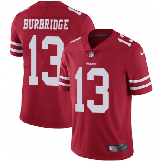 Youth Nike San Francisco 49ers 13 Aaron Burbridge Red Team Color Vapor Untouchable Limited Player NFL Jersey