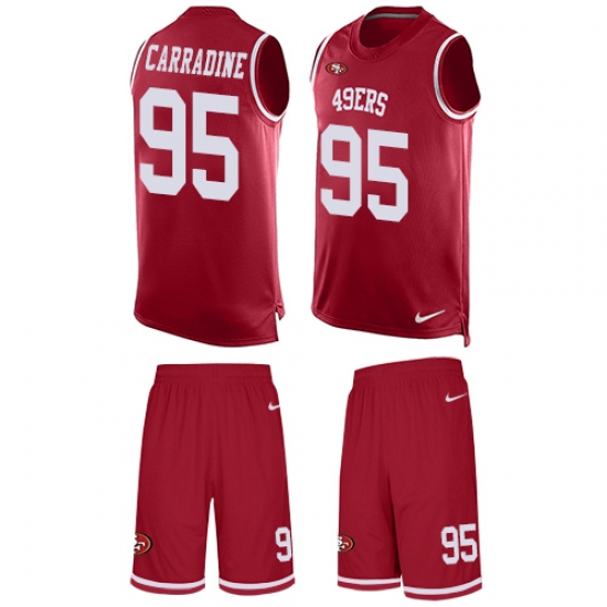 Men's Nike San Francisco 49ers 95 Cornellius Carradine Limited Red Tank Top Suit NFL Jersey