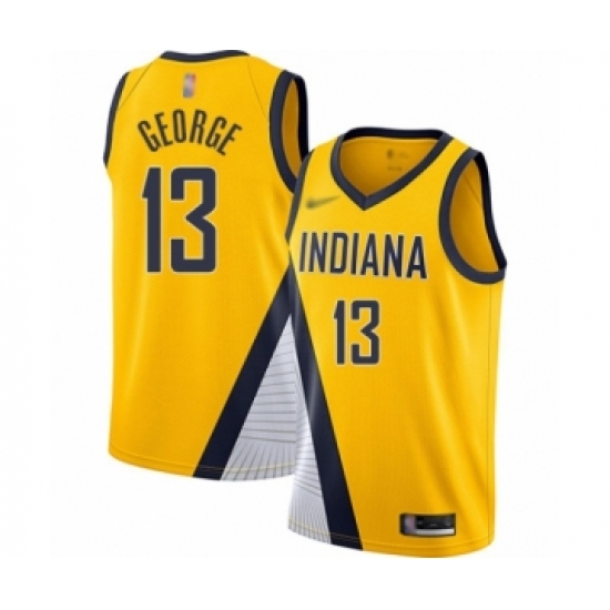 Women's Indiana Pacers 13 Paul George Swingman Gold Finished Basketball Jersey - Statement Edition