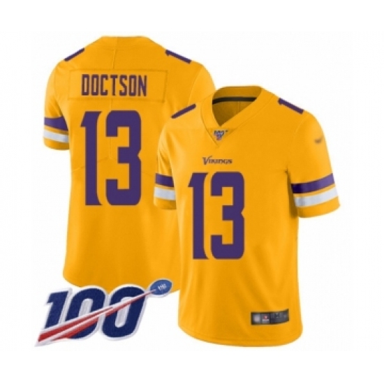 Men's Minnesota Vikings 13 Josh Doctson Limited Gold Inverted Legend 100th Season Football Jersey