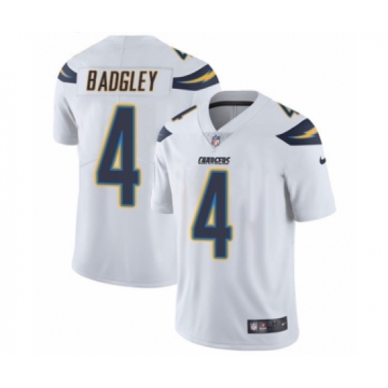 Men's Nike Los Angeles Chargers 4 Michael Badgley White Vapor Untouchable Limited Player NFL Jersey