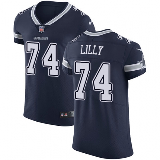 Men's Nike Dallas Cowboys 74 Bob Lilly Navy Blue Team Color Vapor Untouchable Elite Player NFL Jersey