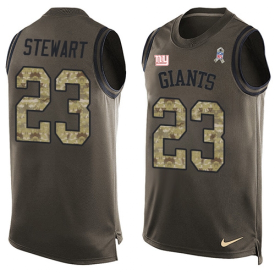 Men's Nike New York Giants 23 Jonathan Stewart Limited Green Salute to Service Tank Top NFL Jersey