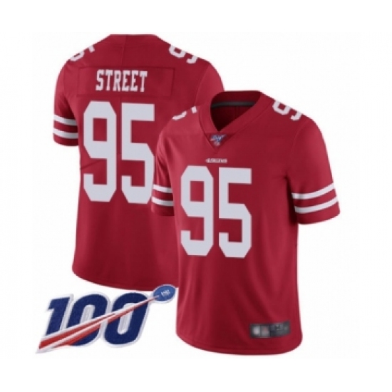 Men's San Francisco 49ers 95 Kentavius Street Red Team Color Vapor Untouchable Limited Player 100th Season Football Jersey