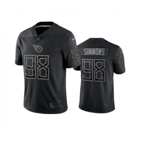Men's Tennessee Titans 98 Jeffery Simmons Black Reflective Limited Stitched Football Jersey