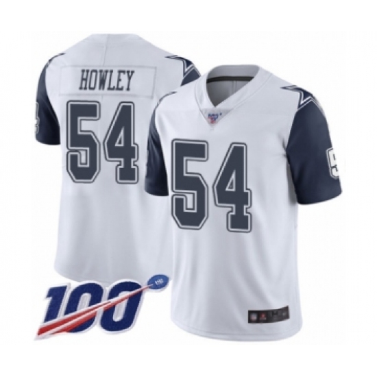 Men's Dallas Cowboys 54 Chuck Howley Limited White Rush Vapor Untouchable 100th Season Football Jersey