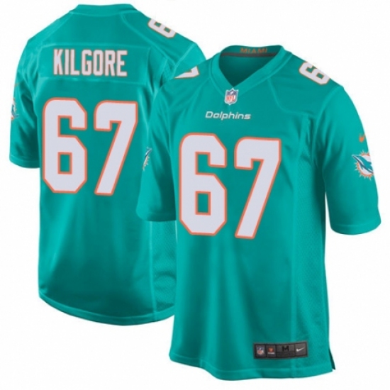 Men's Nike Miami Dolphins 67 Daniel Kilgore Game Aqua Green Team Color NFL Jersey