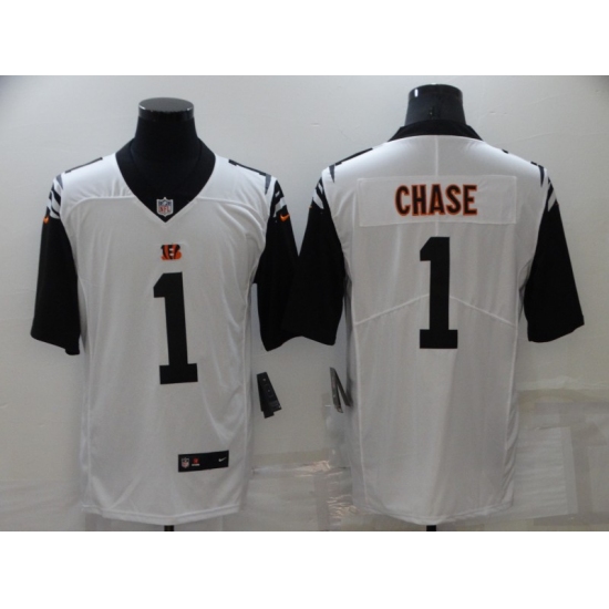 Men's Cincinnati Bengals 1 Ja'Marr Chase White 2021 NFL Draft First Round Pick Limited Jersey