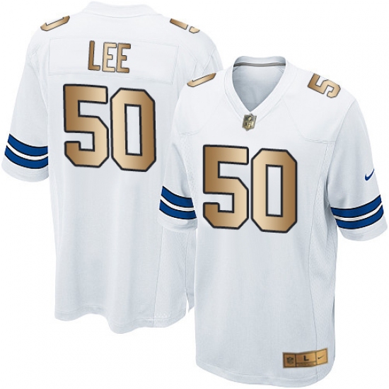Youth Nike Dallas Cowboys 50 Sean Lee Elite White/Gold NFL Jersey