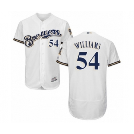 Men's Milwaukee Brewers 54 Taylor Williams White Alternate Flex Base Authentic Collection Baseball Player Jersey