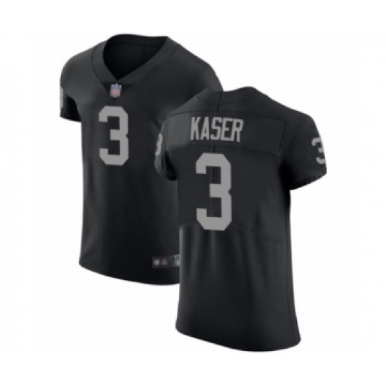 Men's Oakland Raiders 3 Drew Kaser Black Team Color Vapor Untouchable Elite Player Football Jersey