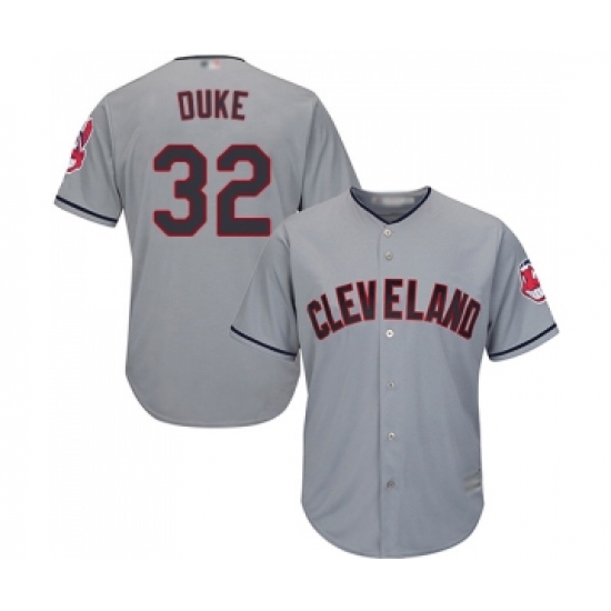 Men's Cleveland Indians 32 Zach Duke Replica Grey Road Cool Base Baseball Jersey